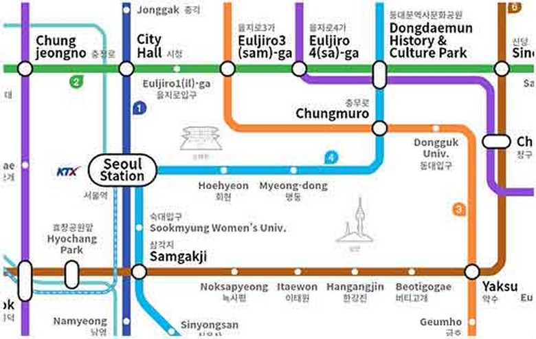 App bản đồ và biển chỉ dẫn ga tàu điện song ngữ ở Seoul