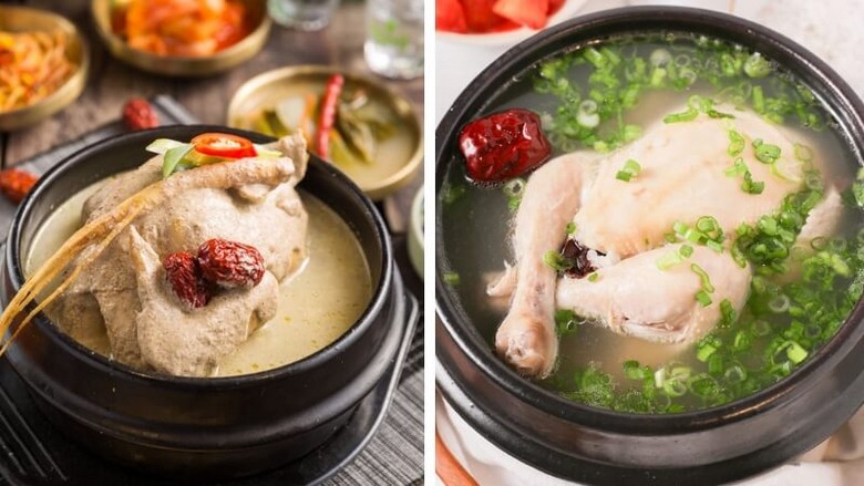  Tô samgyetang nóng hổi trong nồi đất ttukbaegi với gà tơ và nhân sâm