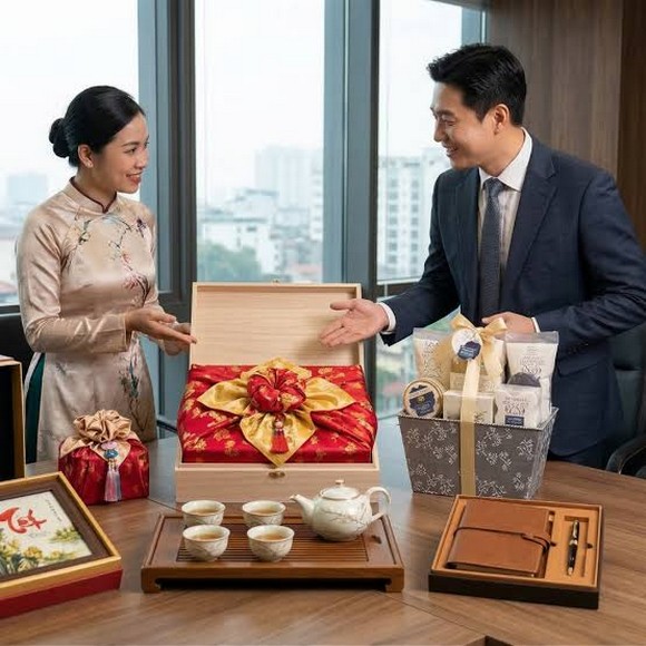 Đoàn khách Hà Nội trao quà lưu niệm cho đối tác Hàn Quốc